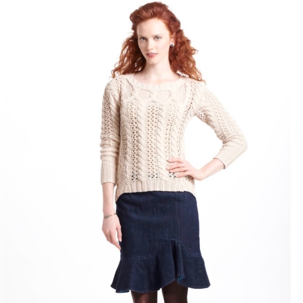 Anthropologie Leifsdottir Lana Denim Flare Ruffle Skirt